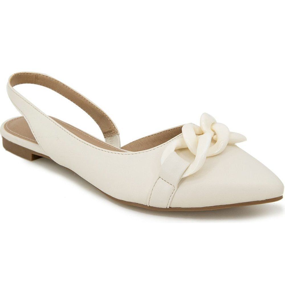 Esprit Patty Women's Slingback Pointed Toe Flat Shoes Beige Size 7.5 $89